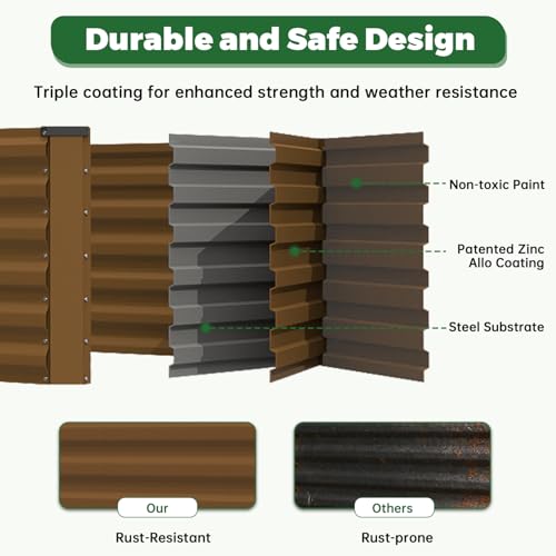 8x4x2ft Outdoor Metal Raised Garden Bed