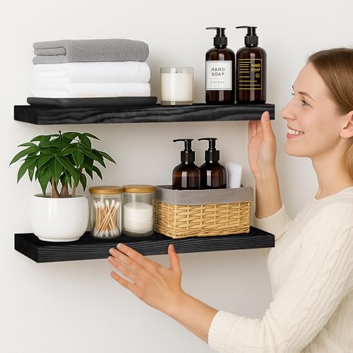 Wood Floating Shelves for Wall 24 inch (2 Count)