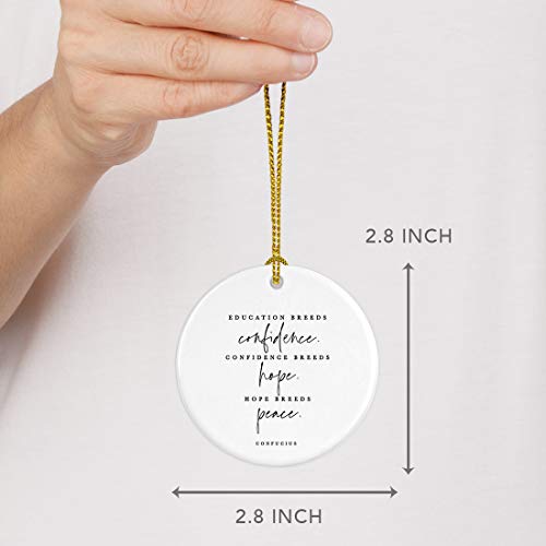 Round Ceramic Porcelain Christmas Tree Ornament for Teacher Thank You Appreciation Graduation Gift