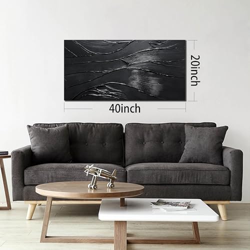 Abstract Painting Wall Art For Living Room Black Painting Wall Decor For Bedroom Modern Wall Art For Bathroom Size 20 x 40 Inch