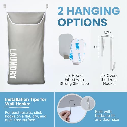 Hanging Laundry Hamper Bag XL 40x22"