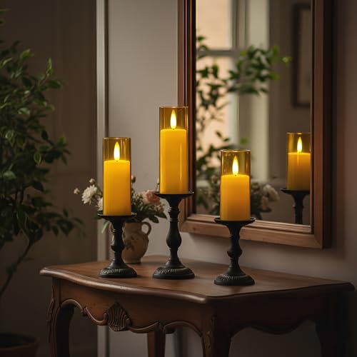 Amber Flameless LED Pillar Candles (9 Count)