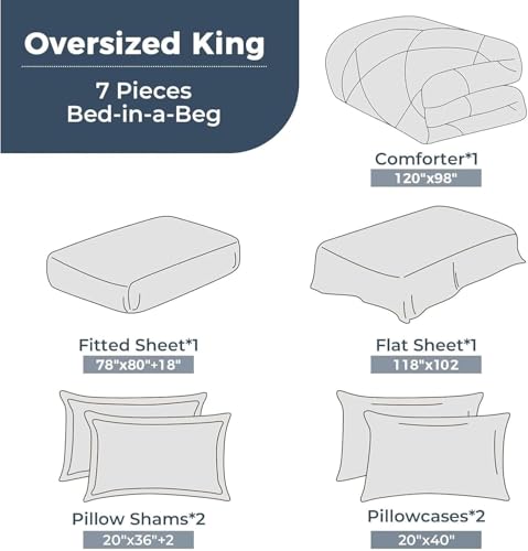 7 Piece Oversized King Comforter Set