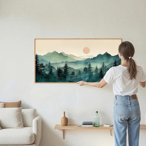 Large Boho Mountain Framed Canvas Wall Art