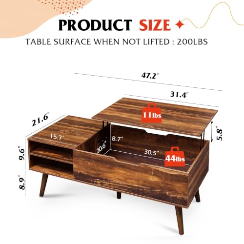 Lift Top Coffee Table with Hidden Storage