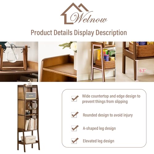 Bamboo Rattan Bookcase with Cabinet (3 Count)