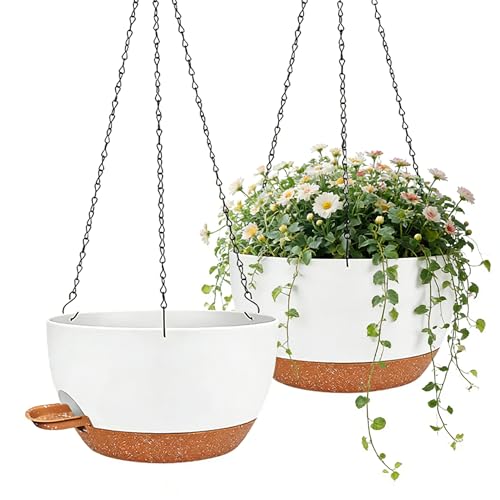 12 Inch Self Watering Hanging Planters 2 Pack (2 Count)