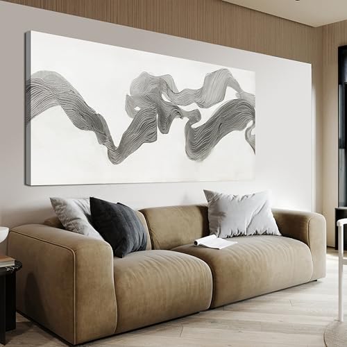 Abstract Wall Art Decor Large Modern Wall Art Decorations Wall Art Pictures for Living Room Abstract Canvas Art Wall Decor Gray White Wall Art Prints Artwork for Walls Bedroom Office Decor 24" X 48"