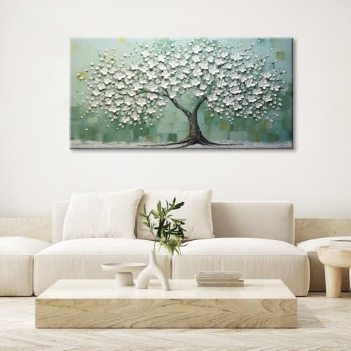 Turquoise Tree of Life Wall Art for Living Room Canvas Prints Artwork Modern Abstract Bedroom Office Painting Decor