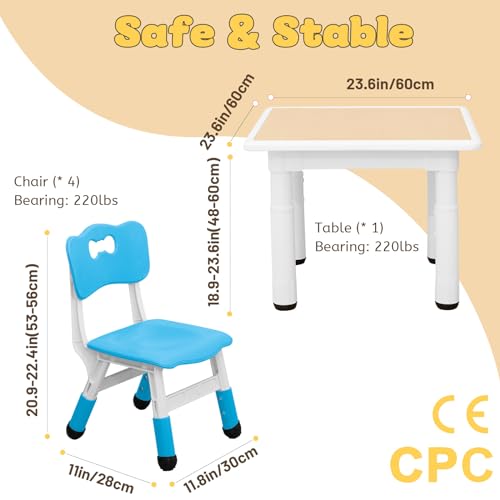 Kids Table and 4 Chairs Set for Ages 3