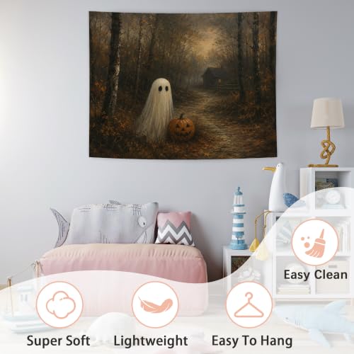 Fall Halloween Ghost Pumpkin Tapestry 50x60 Inches