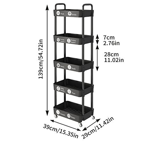5 Tier Rolling Cart with Wheels