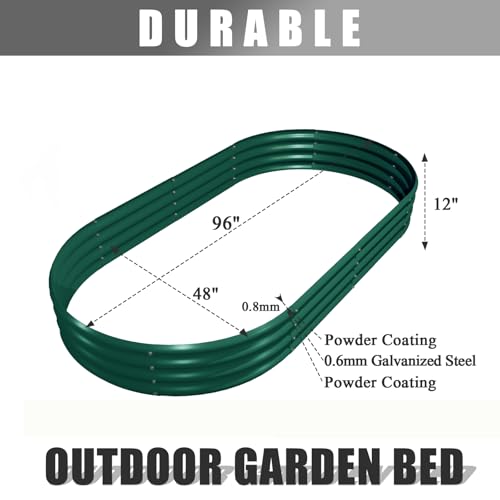 2 Pack 8x4x1FT Galvanized Raised Garden Bed Kit Oval Metal Ground Planter Box Outdoor Bottomless Planter Raised Beds for Vegetables Flowers Herbs Fruits