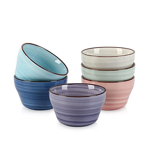 Ceramic 8oz Bouillon Cups 4 Inch Small Dessert Bowls for Soup Dipping Sauce Coffee Cupping (6 Count)
