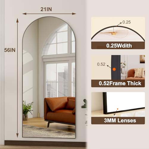 56"x21" Arched Full Length Mirror Floor Mirrors