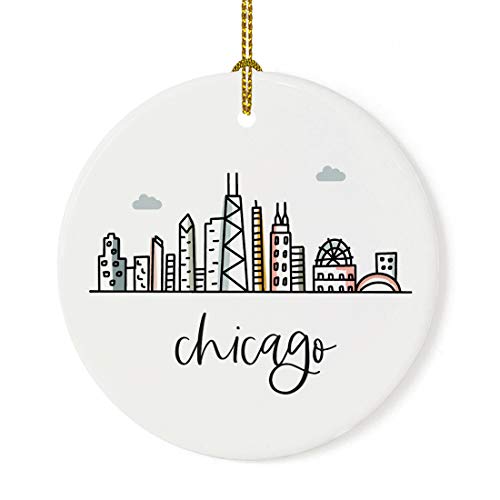 Round Ceramic Porcelain Christmas Tree Ornament Keepsake Gift
