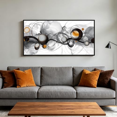 Abstract Wall Art Black White Orange 40x20 Inches