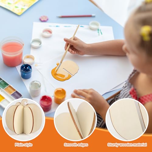 DIY Fall 3D Pumpkins Wood Crafts to Paint (24 Count)