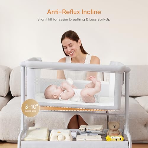 3-in-1 Baby Bassinet, Rocking Bassinet & Bedside Sleeper for Newborn Baby