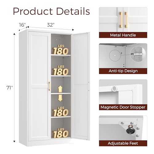 71" Tall Metal Kitchen Pantry Cabinet