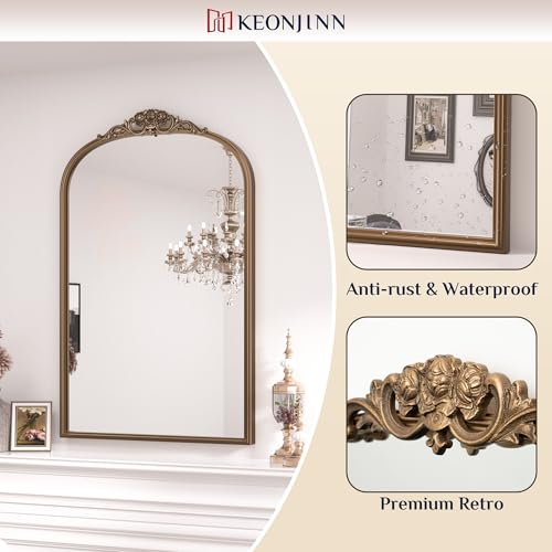30x36 Gold Vintage Arched Mirror for Wall