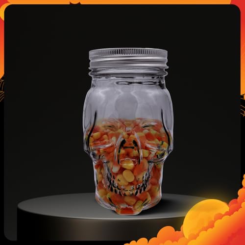 Set of 2 Skull Mason Jar Glasses with Lids (4 Count)