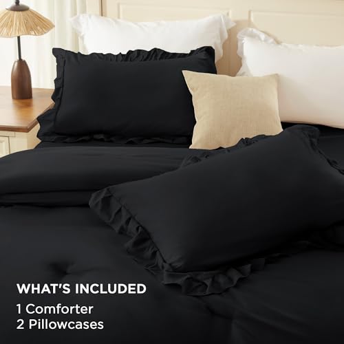Black Ruffle Comforter Set Queen Size