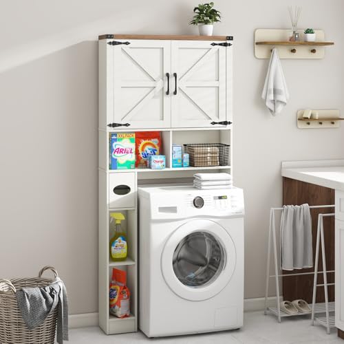 Over The Toilet Storage Cabinet with 2 Barn Doors
