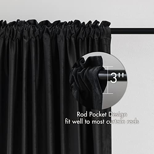 Black Blackout Velvet Curtains Drapes 84 Inch Long 52"x84" Bedroom (2 Count)