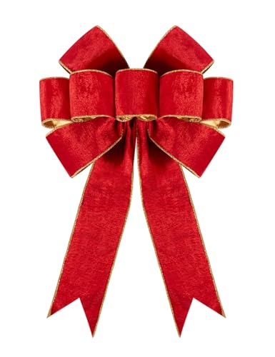 1Pack Large Christmas Bows Velvet Red Bows Holiday Red Christmas Bows Decorations for Wreath Velvet Bows Decor for Christmas Tree Topper