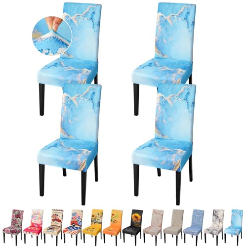 Ink Art Painting Chair Covers for Dining Room Set of 4