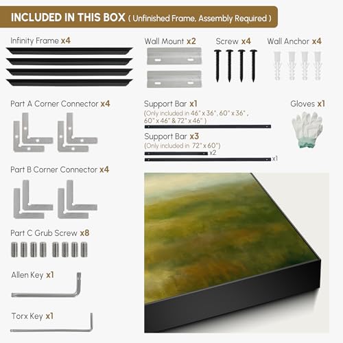36"x60" Extra Large Framed Wall Art Soft Pastel Hills Dreamy Landscape Illustration for Home Living Room Bedroom Decor