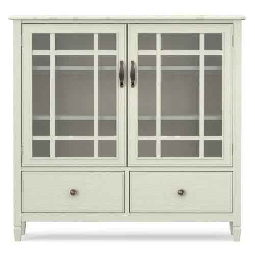 Connaught 46" Wide Solid Wood Tall Cabinet in Antique White
