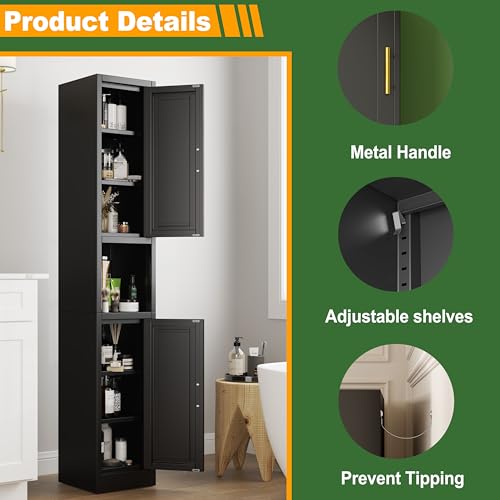 Tall Narrow Storage Cabinet 66.93" H Tall Bathroom Cabinets Metal Pantry Cabinet