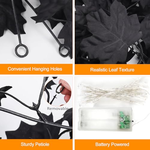 2 Pack 5.7FT Halloween Garlands with Yellow Lights (5.7 Foot)