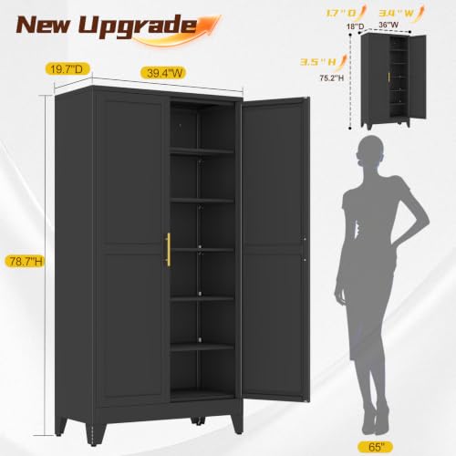 79" Tall Black Kitchen Pantry Cabinet