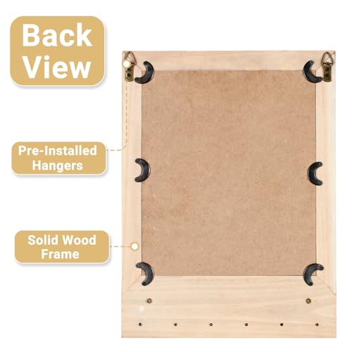 16x12 Inch Wall Mount Beaded Wood Framed Mirror with Shelf and 6 Hooks
