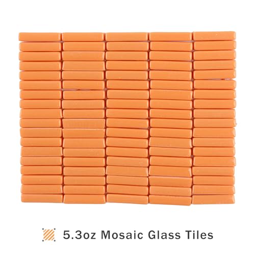150g Orange Strips Glass Mosaic Tiles for Crafts Bulk (5.29 Ounce)