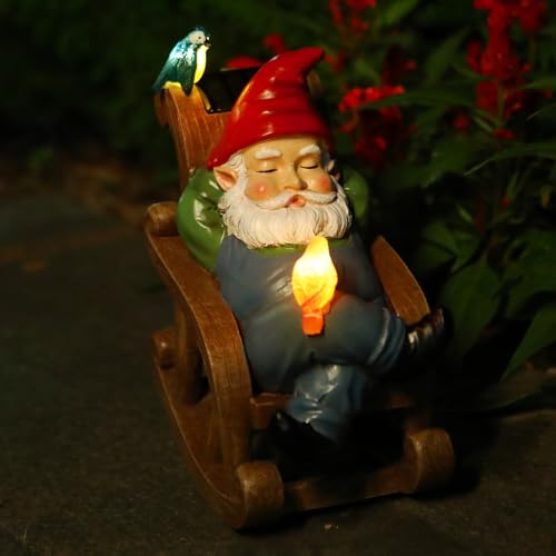 Solar Garden Gnome Statue Outdoor Decor