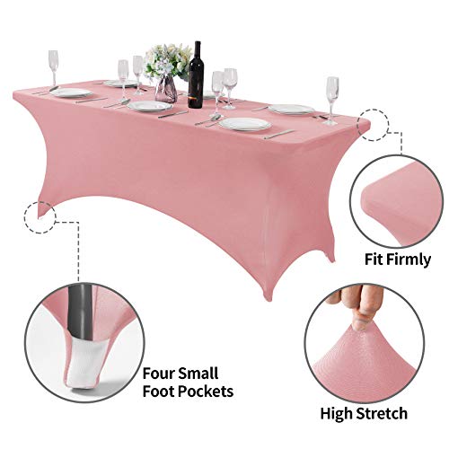 2Pack Spandex Table Cover for 6Ft or 4fT or 8ft Table Universal Fitted Stretch Tablecloth for Party (2 Count)