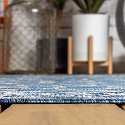 Vintage Filigree Indoor Outdoor Runner Rug 2X10 Navy