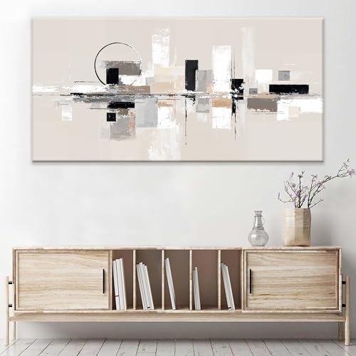 Large Abstract Wall Art For Living Room Painting Black White Wall Art Prints Minimalist Grey Brown Abstract Art Modern Canvas Art Wall Decor Picture For Bedroom Office Home Decoration 35" × 70"