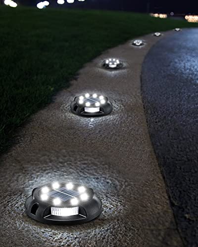 Solar Ground Lights Uplight Sidelight Waterproof 12 Pack White (12 Count)