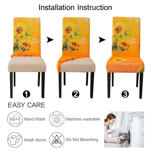 Sunflower Chair Covers for Dining Room Set of 6