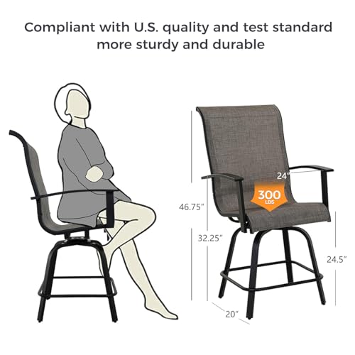 Outdoor Swivel Bar Stools Set of 2 with Armrests (2 Count)