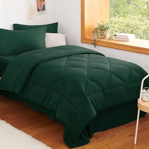 Twin Comforter Set 68"x88" Emerald Green