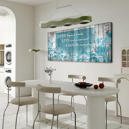S07050 Wall Art Motivational Quotes Canvas Prints 1 Panels Teal Flowers Abstract Pictures Paintings Stretched and Framed for Living Room Bedroom Kicthen Office Artwork