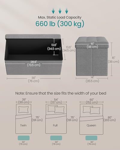 30 Inches Folding Storage Ottoman Bench