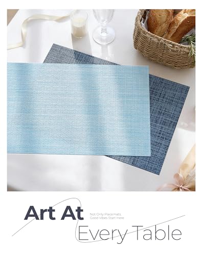 Soft Sky Blue Woven Placemats Set of 4 (3.2 Count)