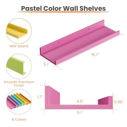 Floating Shelves for Wall Decor Storage (6 Count)
